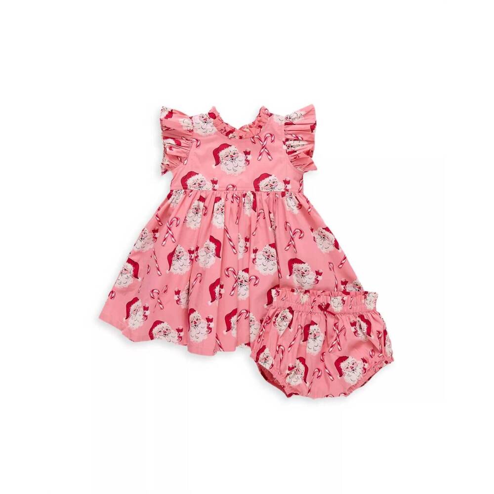 NEW PINK CHICKEN girls' jennifer dress set in pink candy cane santa